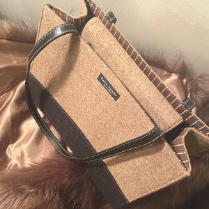 Kate Spade Leather and Tan Wool Shoulder Purse